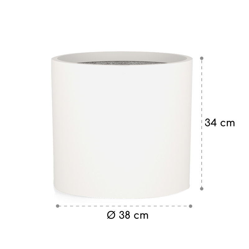 Blumfeldt Planter Plant Pot Fiber Stone In/Outdoor, 36.5cm H x 41.5cm W x 41.5cm D, White