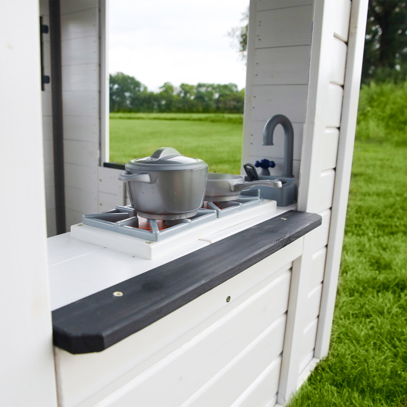 Maisonnette en cèdre avec cuisine Backe Discovery Sweetwater, Blanc / noir