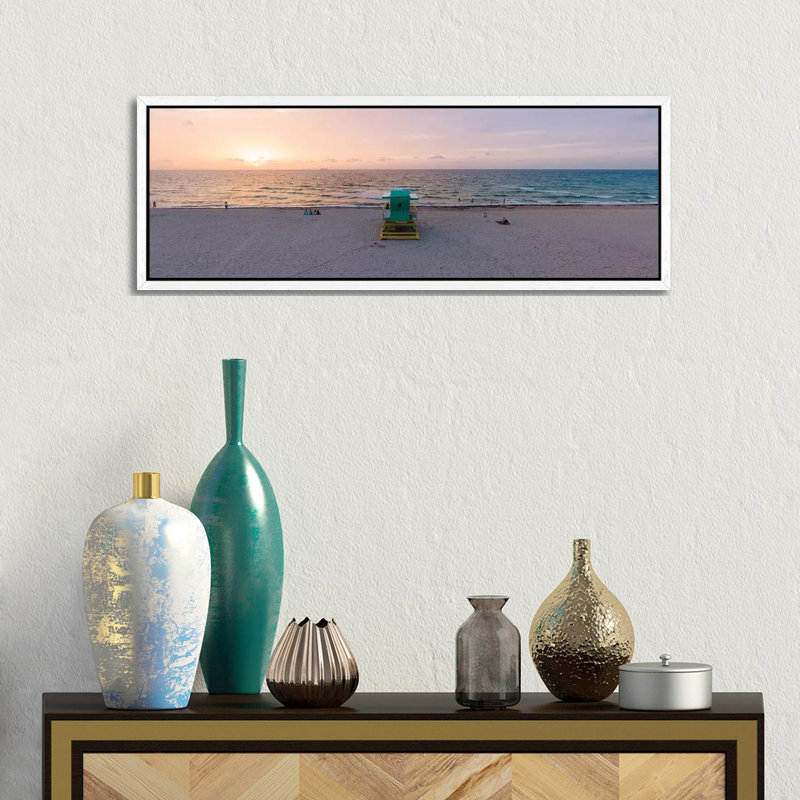 Panoramic Sunrise Over Miami Beach by Matteo Colombo - Panoramic Print on Canvas, 30.48cm H x 91.44cm W x 3.81cm D