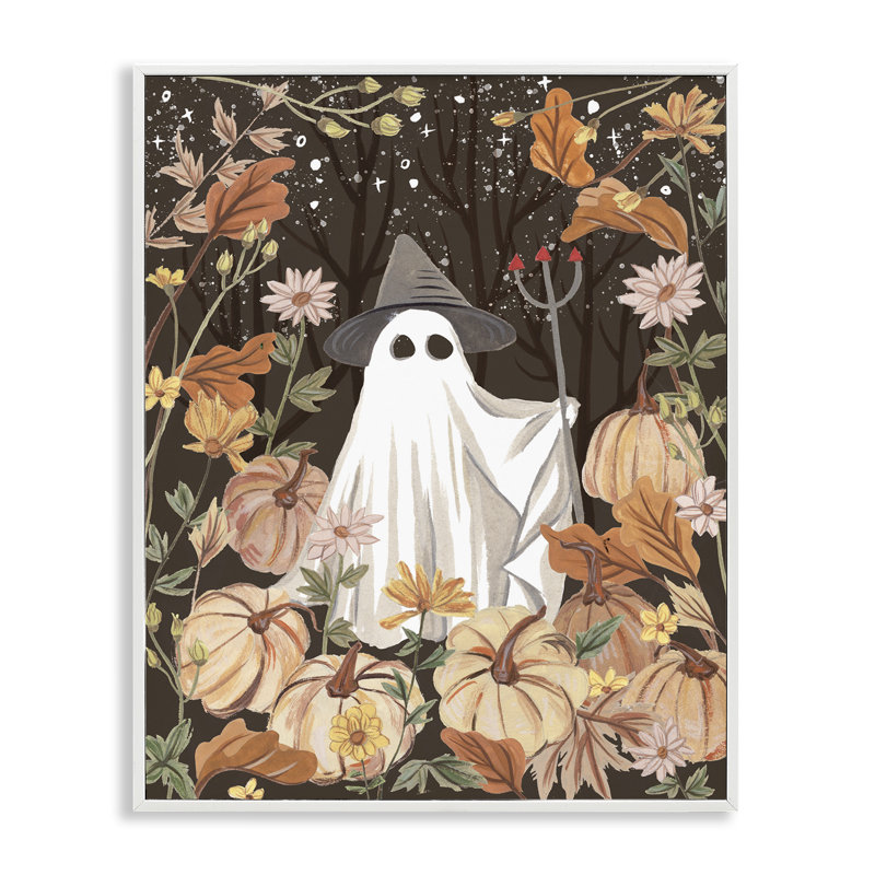 «Ghost in Floral Pumpkin Patch», estampe numérique, design par Melissa Wang, H 20 po x l 16 po