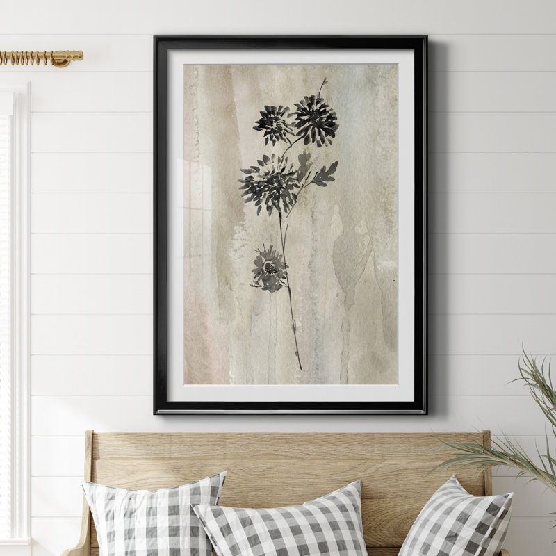 " Sumi-e Silhouette IV " Painting Print, Black Paper, 36.5" H x 26.5" W x 1" D