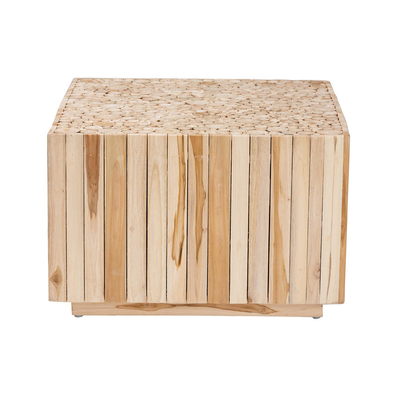 Table basse bohémienne avec bûches en bois recyclées uniques