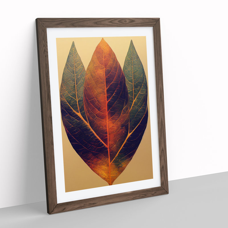 A Glorious Leaf - Wall Art, 64cm H x 46cm W x 2cm D, Walnut Framed