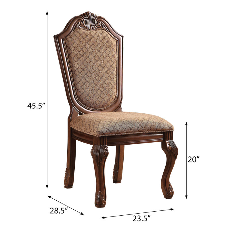 Ensemble de 2 chaises d'appoint beige et cerisier à dossier uni