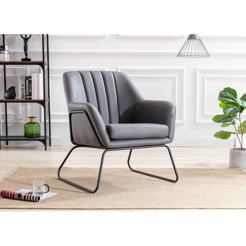 Daveonte Upholstered Armchair, Dark Gray Microfiber/Microsuede