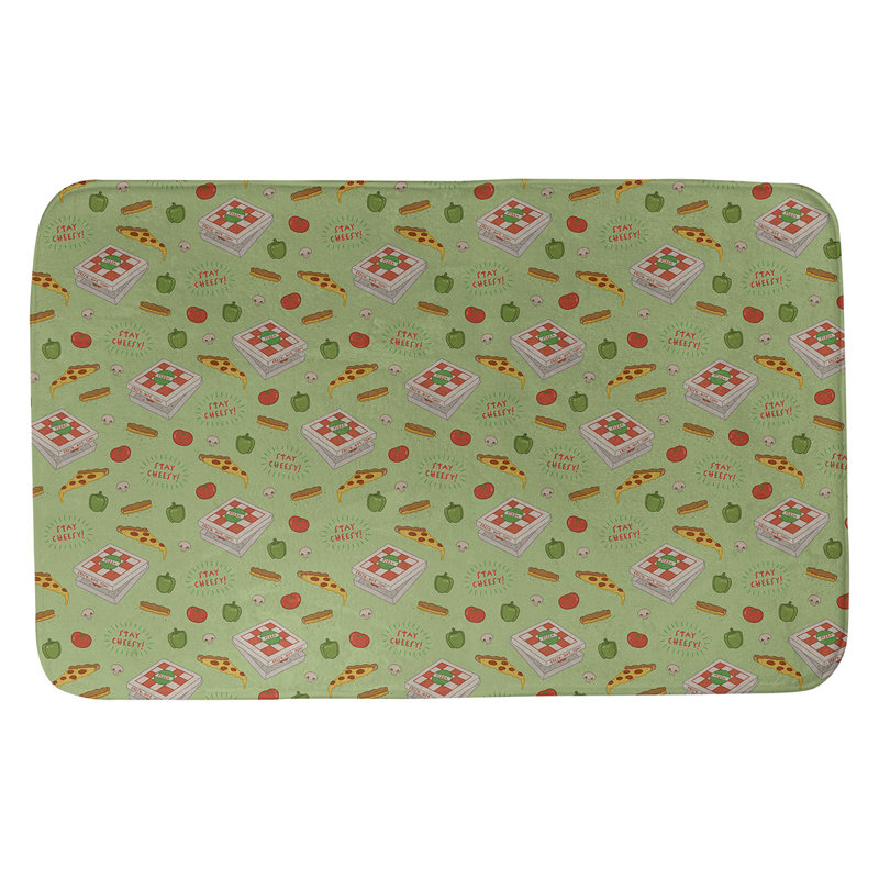 Tapis pour salle de bain Avicia, l 17 po x L 24 po, Vert / Rouge
