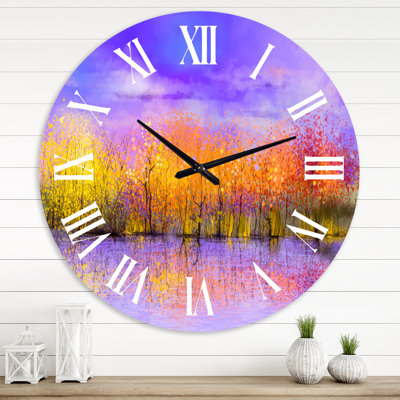 Autumn Coloured Forest Treescape I - Traditional wall clock