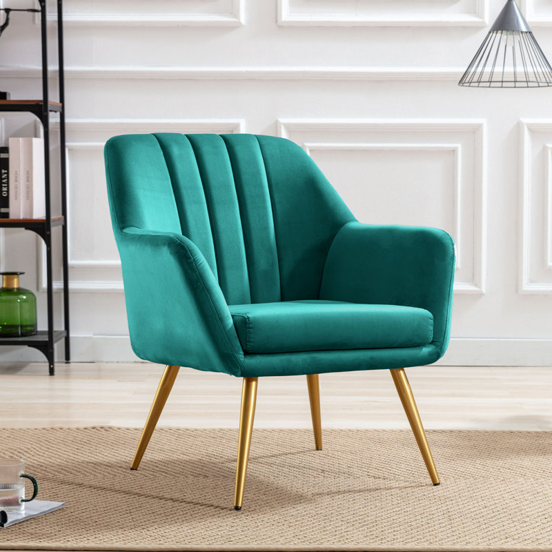 41.4cm H Velvet Upholstered Armchair, Green