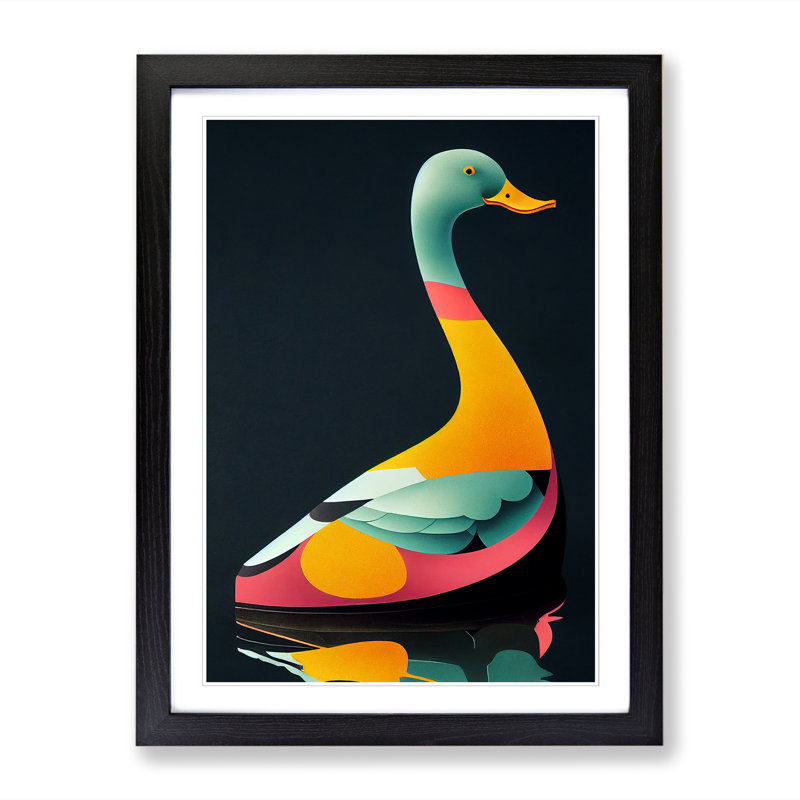 Anniqua Duck Reflection - Picture Frame Print, 64cm H x 46cm W x 2cm D, Oak