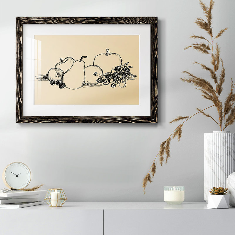 «Graphite Fruit II», reproduction encadrée rustique avec tableau mat, Noir, H 28 po x l 42 po x P 1,5 po