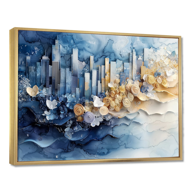 Obola - Cityscapes Wall Art, H 30 po x l 40 po, Cadre flottant, Doré