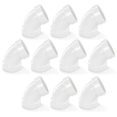 4 Inch White PVC DWV 1/6 Bend 60° Elbow, Hub x Hub Fitting for Drain, Waste & Vent Systems, (10 Pack)