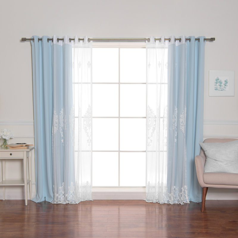 Salomon Blackout Curtain, 52" W x 96" L, Sky Blue