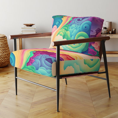 Multicolore Swirly Clouds II - Fauteuil rembourré moderne, fauteuil d'appoint rose