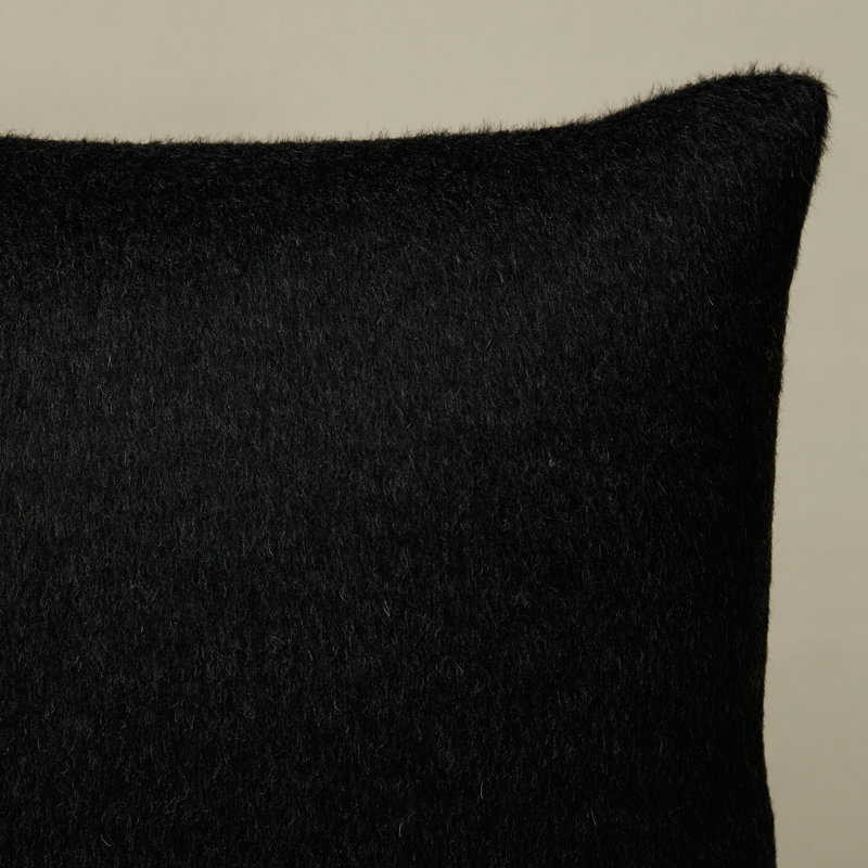 Dixon Mohair Lumbar Pillow, 12" H x 16" W, Black