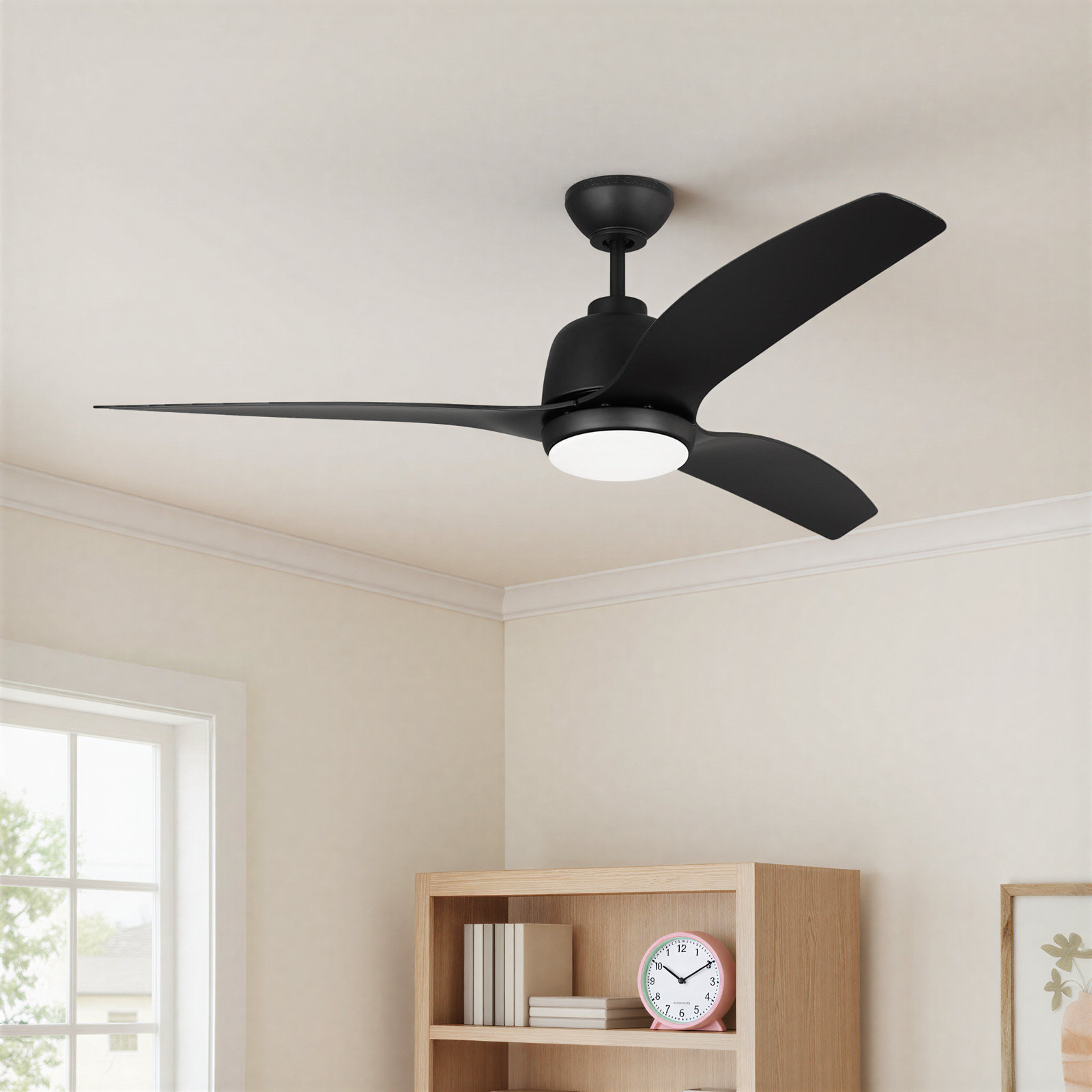 52'' 3 Blade Ceiling Fan with LED Light Kit, Midnight Black