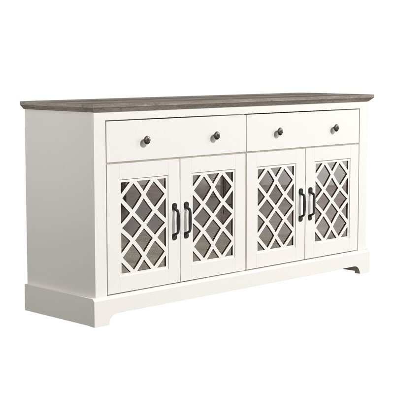 Chessani 2 Drawer Sideboard, Black/Knotty Gray Oak, Diamora
