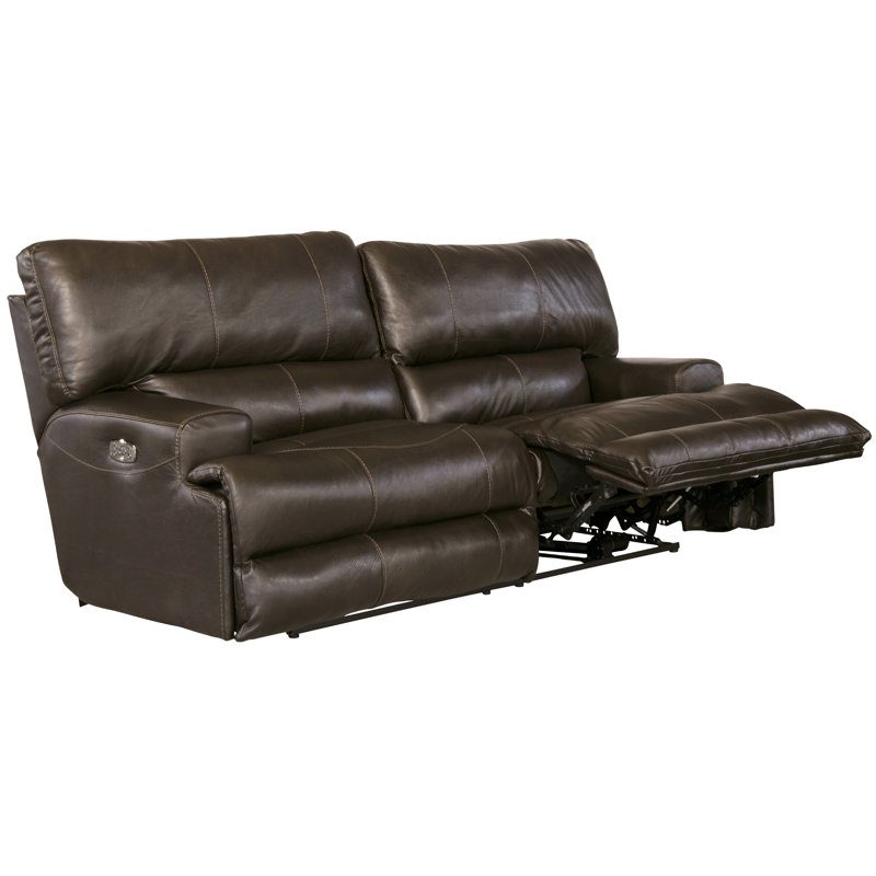 Anjuman 93" Leather Match Reclining Sofa, Power, Steel Leather Match, No