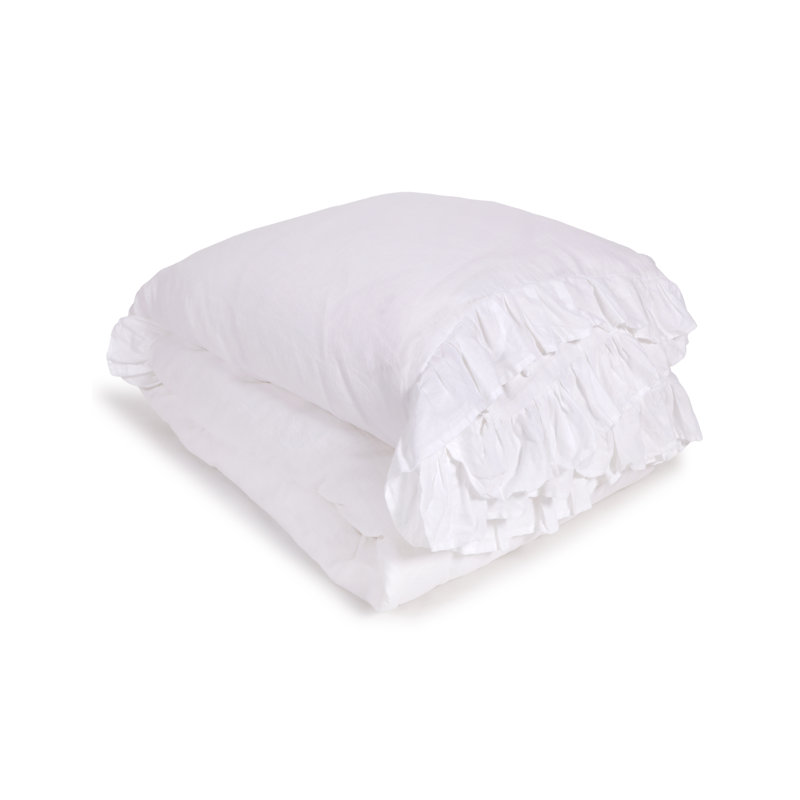 Charlie Linen Duvet Cover, Queen Duvet Cover, White