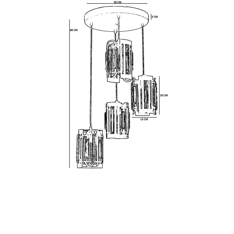 Lustre, Noir, 4 étages, Quatre lumières