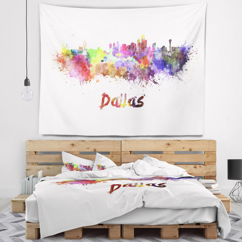 Tapisserie de dallas skyline Cityscape, H 78 po x l 92 po