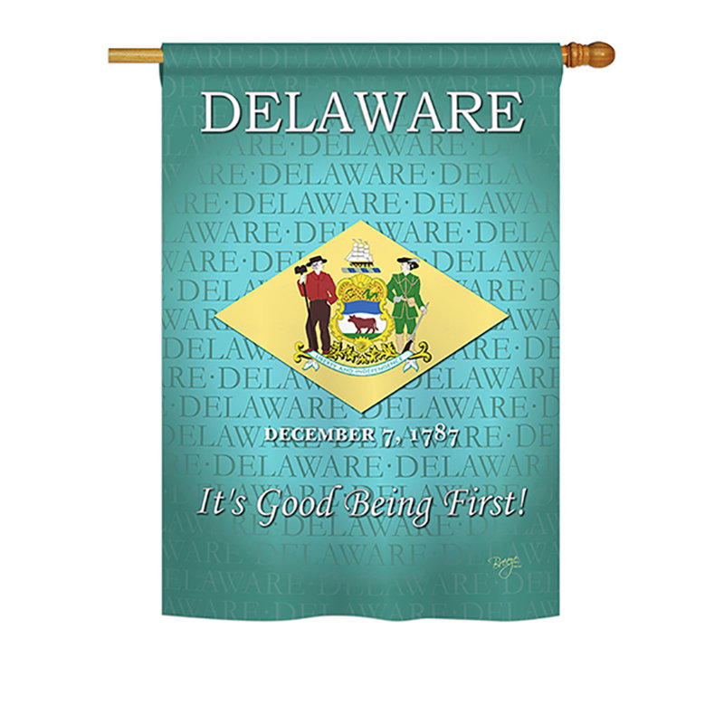 Drapeau de maison en polyester à 2 côtés US State, H 18,5 po x l 13 po, Delaware