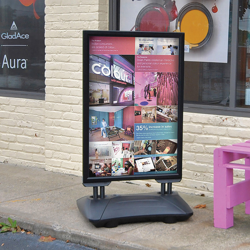 Black Aluminum Weighted Outdoor Sidewalk Sign Holder 24" x 36"