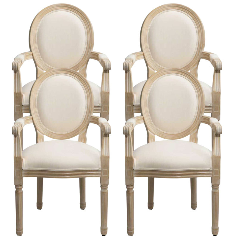 Amando High-End Beige French Country Dining Chairs With Arms, 4