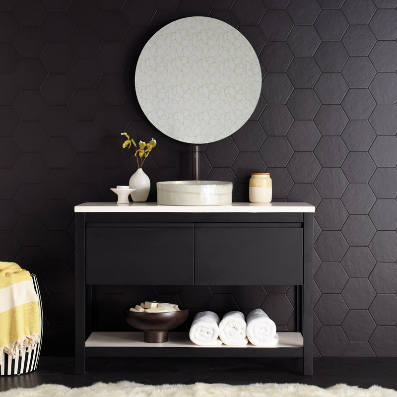 Ensemble de meuble-lavabo simple 49 po Solace, Chêne minuit, Perle
