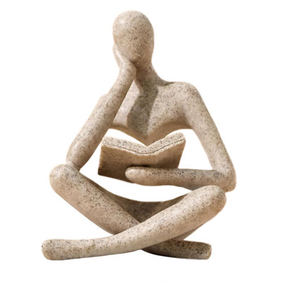 Art Thinker Statue, Reading Thinker Sculpture, Modern Decor for Living Room Office Desk