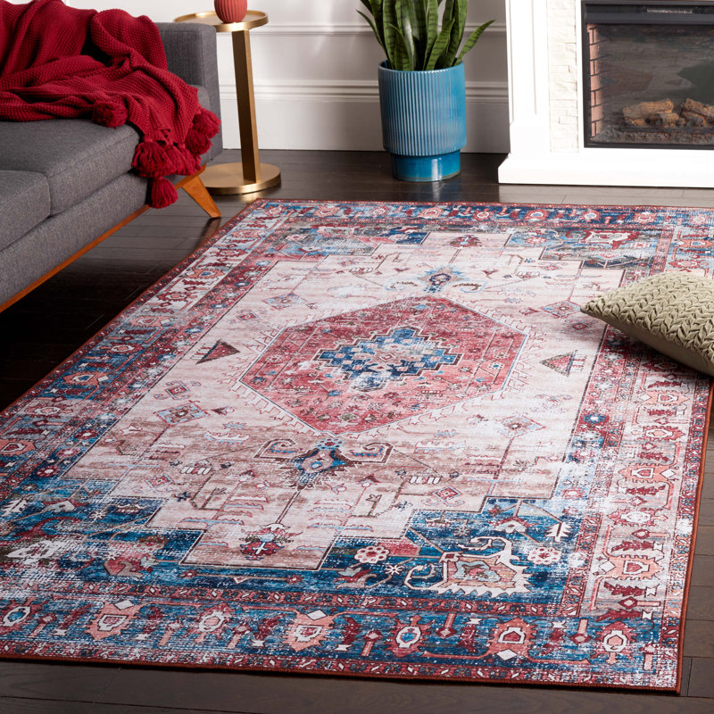 Tapis beige / rouille Danna Performance, Rectangle de 5 pi x 8 pi