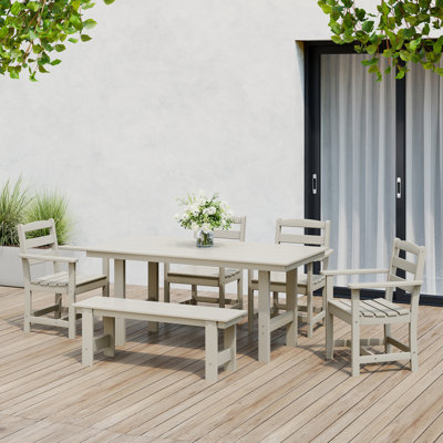 Ensemble de salle à manger avec accoudoirs 6 pièces et banc