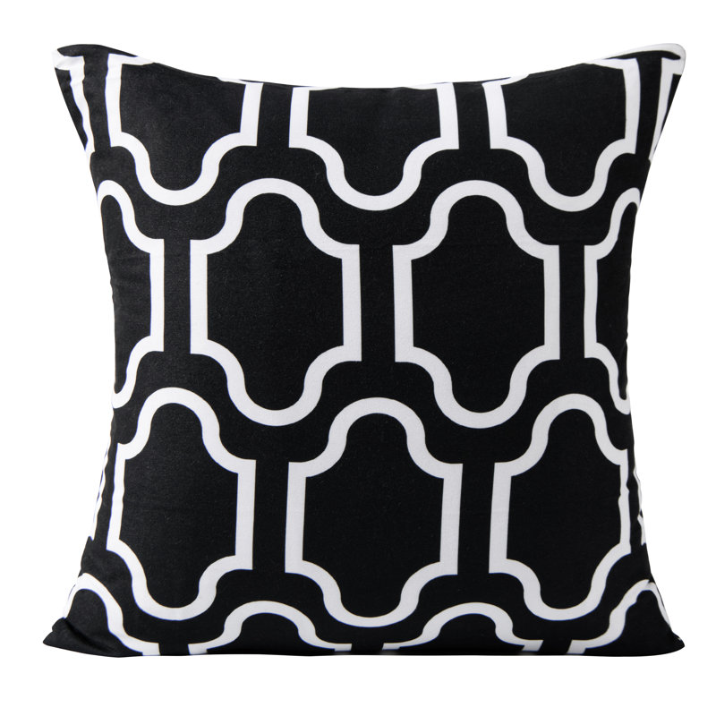 Square Throw Pillow Cover, Geometrical Ogee Pattern Cushion Cover, 18x18 Inches, Black and White - NTBAY