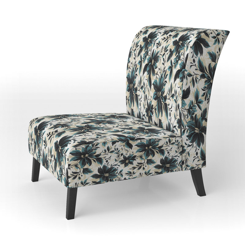 Fauteuil de chambre rembourré traditionnel bleu et blanc Euphony