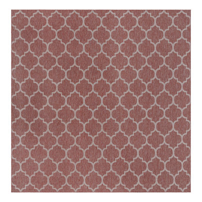 Geometric Rust Red Indoor / Outdoor Area Rug