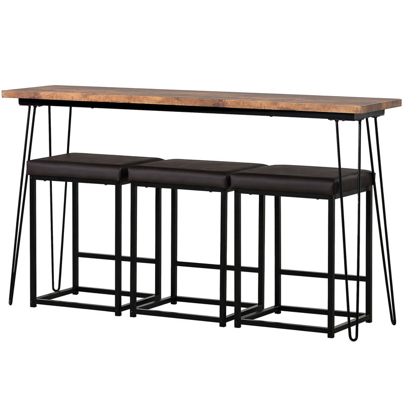 Ensemble de table de salle à manger 4 pièces avec tabourets mm gris - 56,4