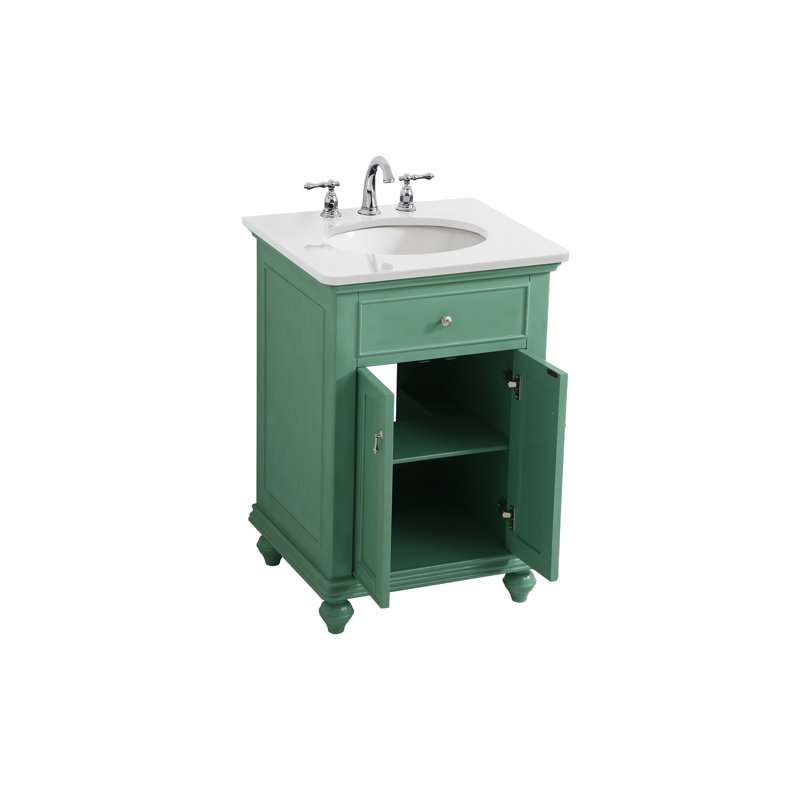 Otto 24'' Single Bathroom Vanity with Top, Vintage Mint, Ivory White