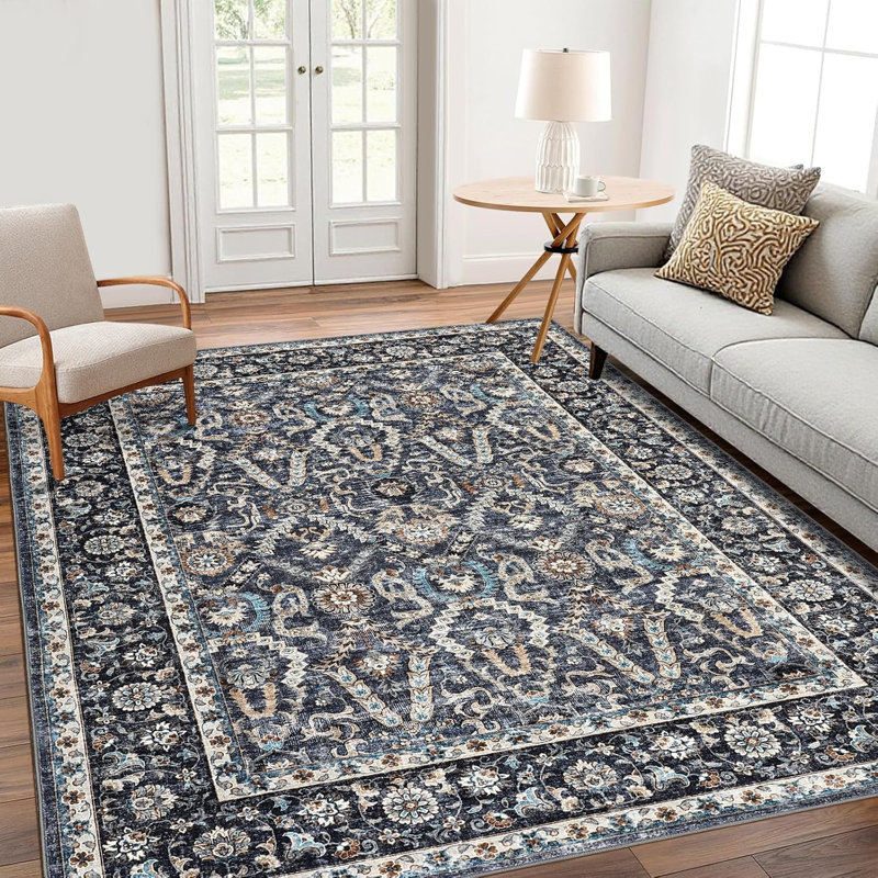 Waterproof Rug Pad Persian Style Camel 360g Pile Weight Pearl Velvet Washable Foldable Non-Shedding Living Room/Bedroom Light Grey