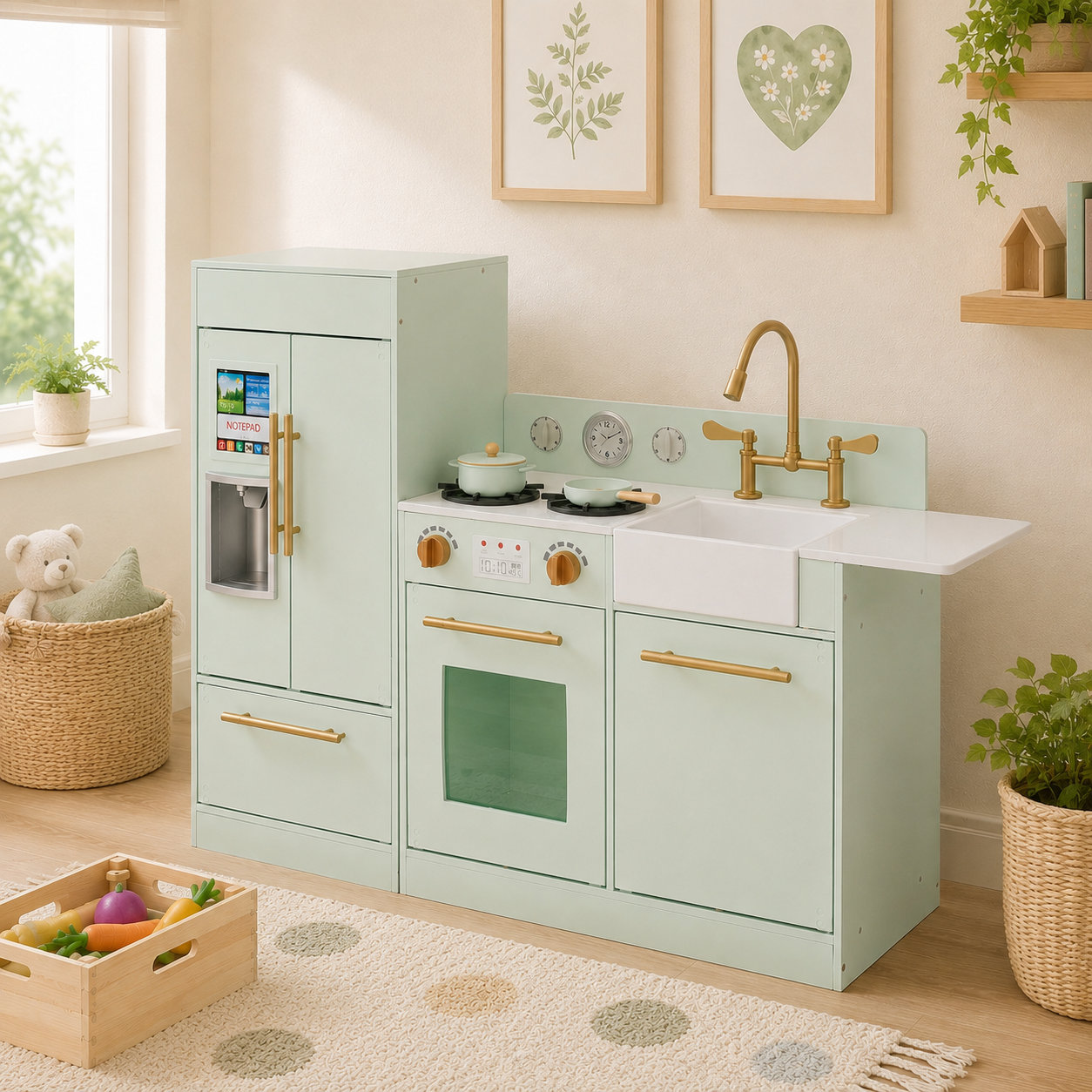 Teamson Kids Little Chef Charlotte Play Kitchen, Mint