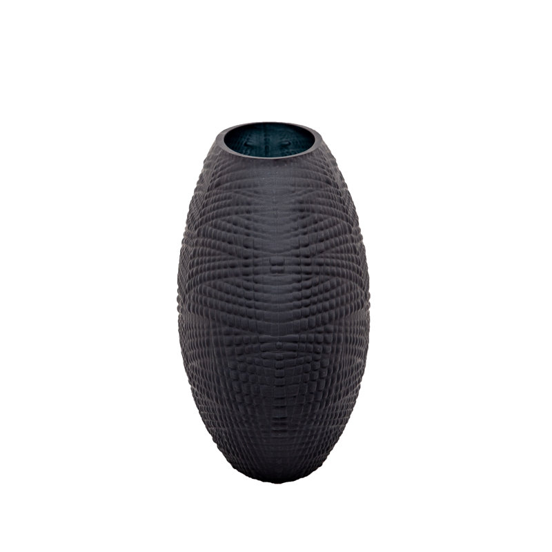 Handmade Glass Table Vase, 8" H x 10" W x 5" D, Black
