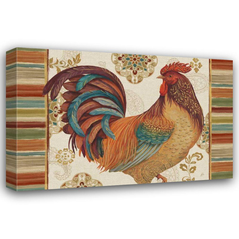 Art sur toile tendue avec châssis Daphne, "Rooster Rainbow IVA", H 17 po x l 24 po