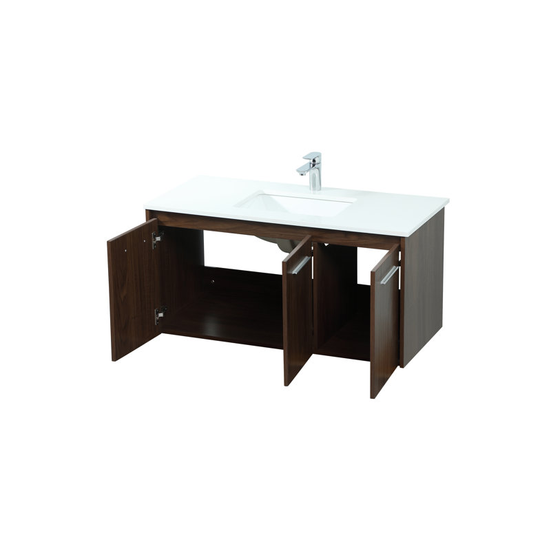 Ensemble de meuble-lavabo mural simple 40 po Goodfellow, Noyer