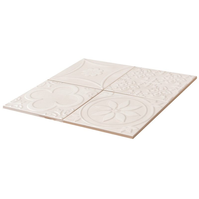 Coat of Arms 6" x 6" Ceramic Patterned Tile, White