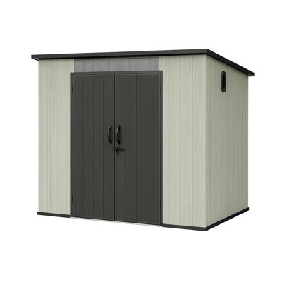 6X8ft Outdoor Resin Storage Shed With Transparent Windows & Louvered Vents, Plastic Tool Shed With Double Lockable Doors & Sloping Roof, Outside Garden Shed For Backyard, Patio, Lawn