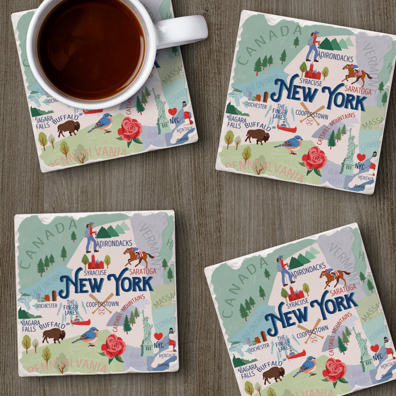 Thirstystone New York 4 Piece Tumbled Tile Coaster Set