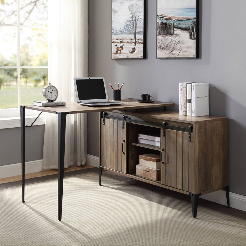 Bureau 48 po fini chêne et noir, Chêne / noir