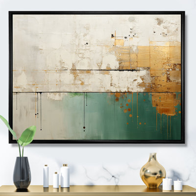 Minimalisme doré et bleu sarcelle horizon II - art abstrait sur toile