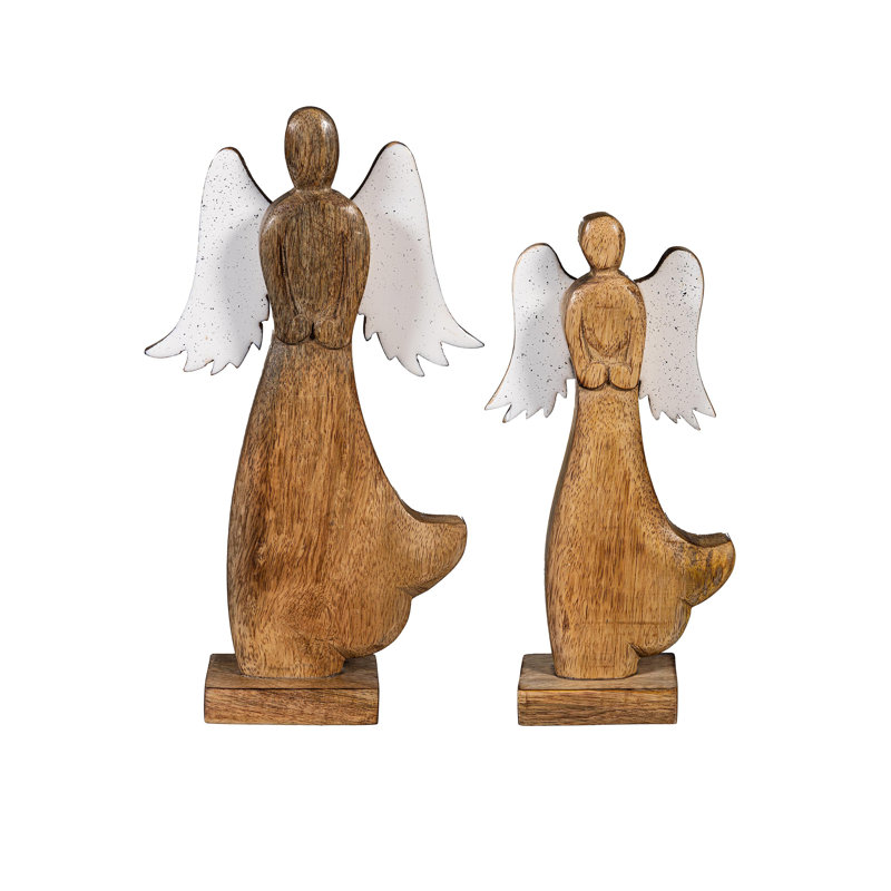 Ensemble de 2 anges en bois émaillé