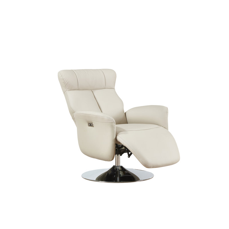 Gino Leather Swivel Power Recliner, Sand Genuine Leather