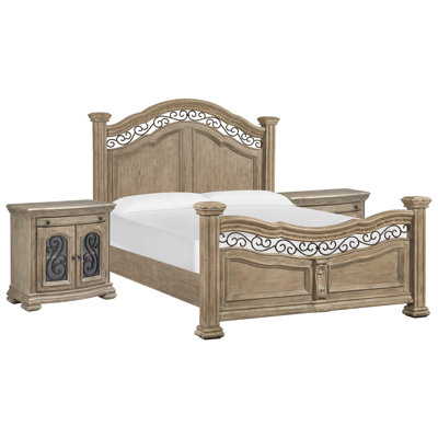Grand lit à panneau avec 2 commodes